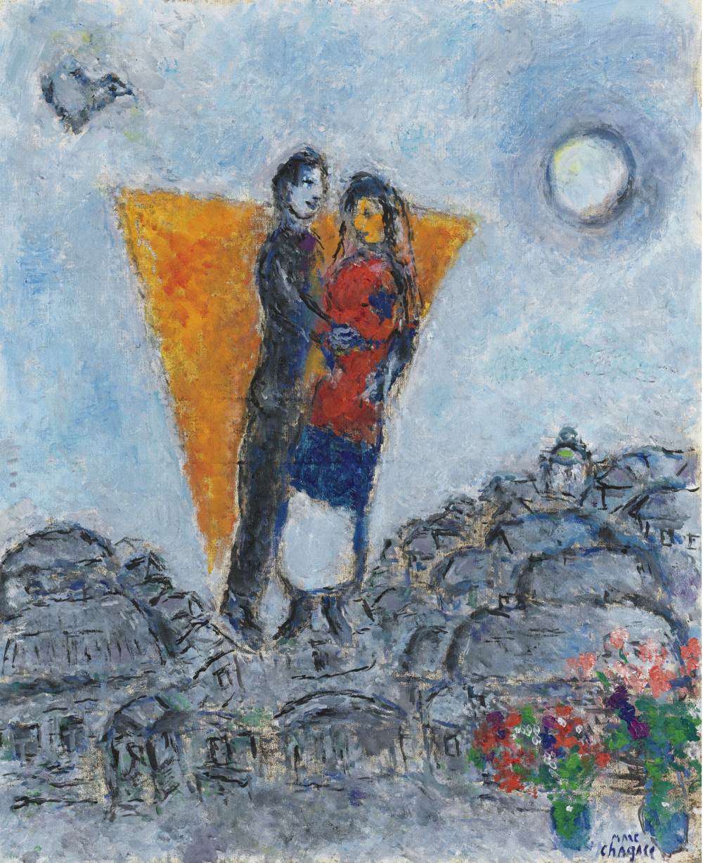 Les Amoureux Au Triangle Orange by Marc Chagall